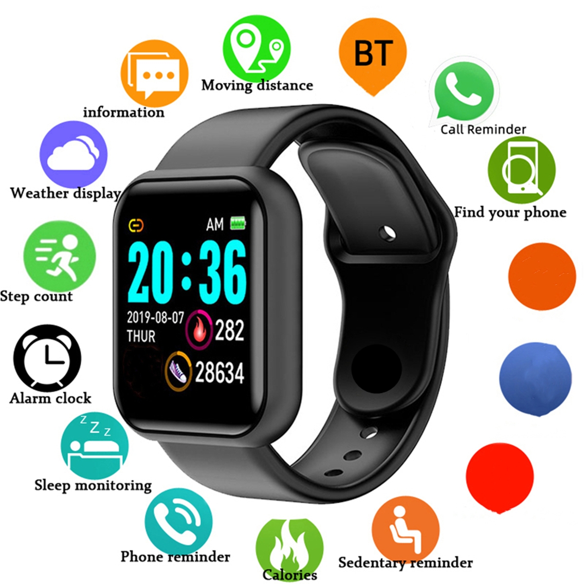 Health Wellness Bracelet - Jam Tangan Pintar Pria Layar Warna
